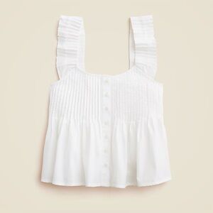 J. Crew White Ruffle Strap Top